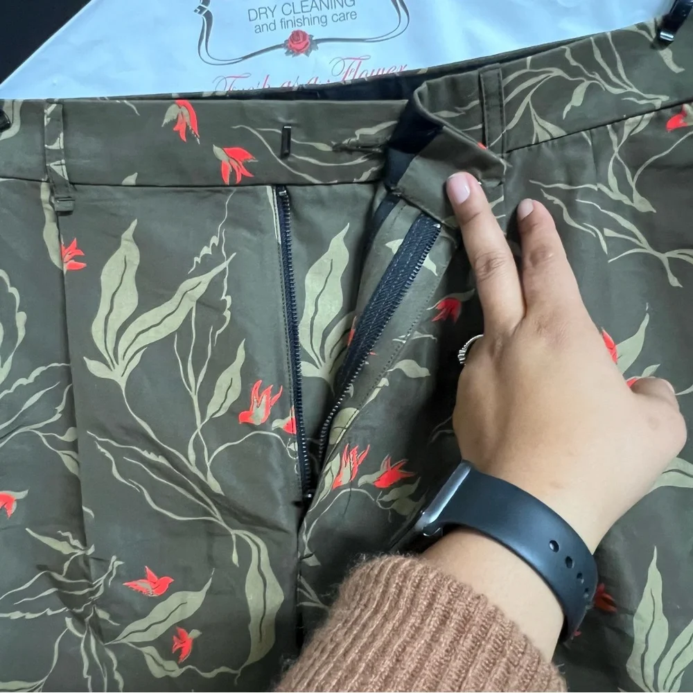 RAG & BONE Jackson Short Army Floral Men's Orange Birds Size 36 - Picture 5 of 12